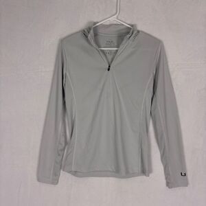Huk Fishing Grey Hooded Quarter Zip Pullover Long Sleeve Top Women's Small